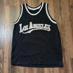 Los Angeles‎ Graphic Tank Top Black and White Trim Sleeveless Casual